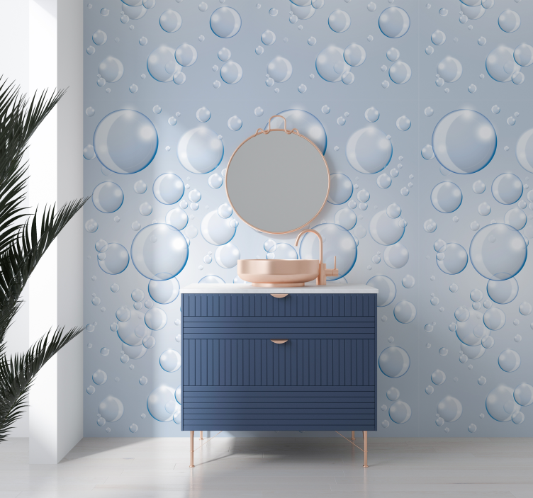 Papier peint salle de bain design danse de bulles - TenStickers