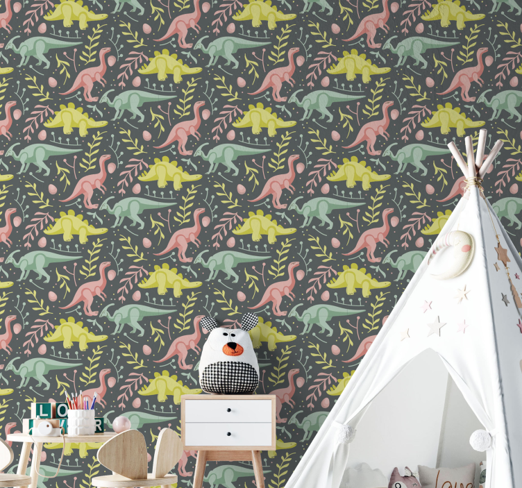 papier peint dinosaures jeu de dessin animé de dinosaure - TenStickers