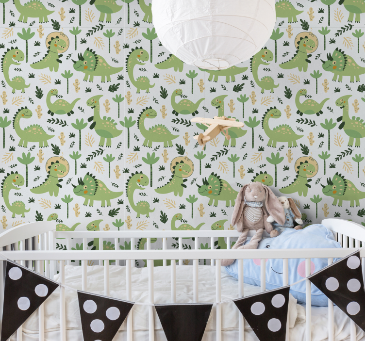 papier peint dino thème de la crèche des dinosaures - TenStickers