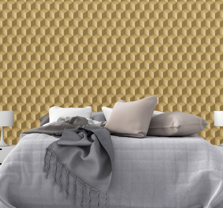 Papier peint 3D texture cubique beige - TenStickers