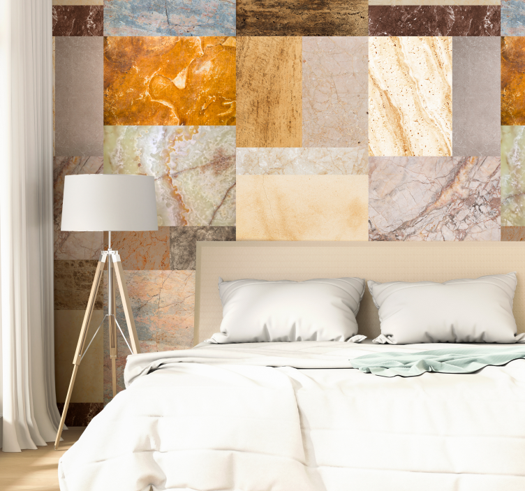 Papier peint effet marbre design patchwork texturé - TenStickers