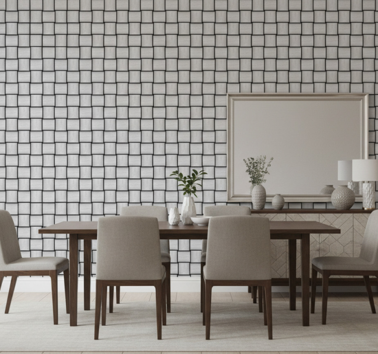 Papier peint effet marbre motif carrés gris - TenStickers