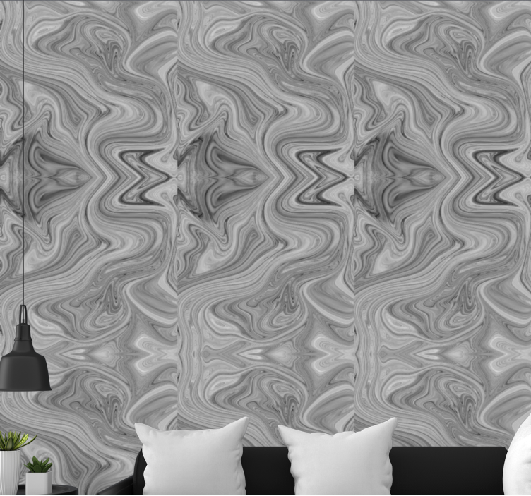 Papier peint effet marbre motifs gris tourbillonnants - TenStickers