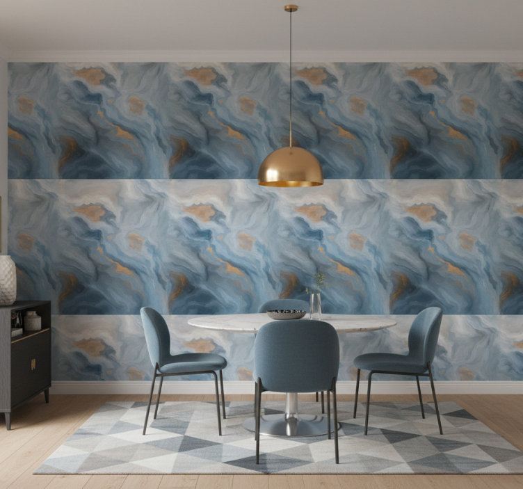 Papier peint effet marbre teintes ambre-bleu - TenStickers