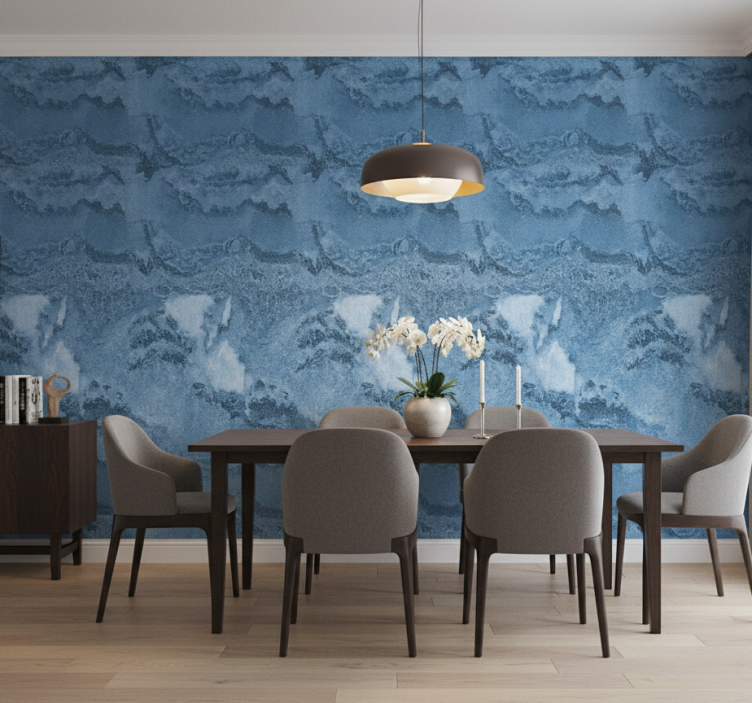 Papier peint effet marbre texture bleu profond - TenStickers