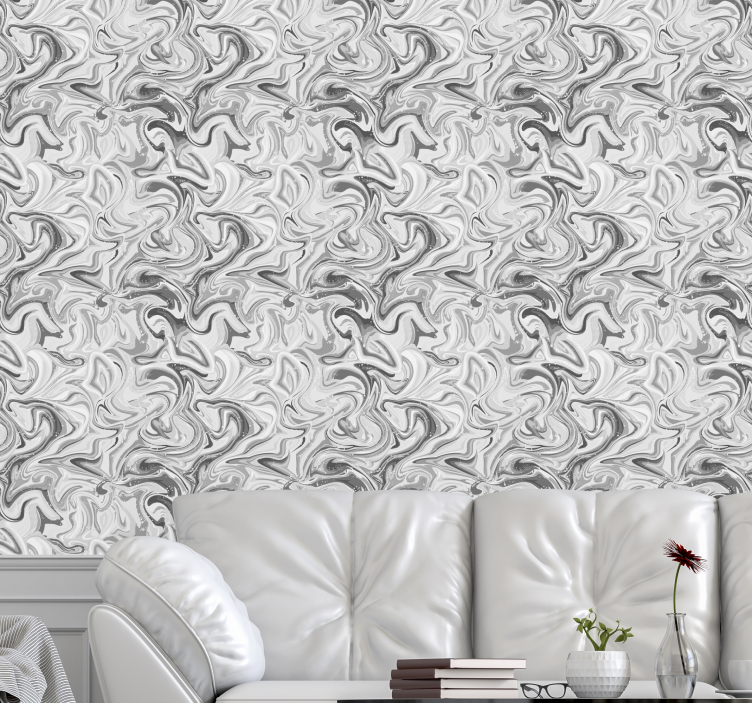Papier peint effet marbre tourbillons gris - TenStickers