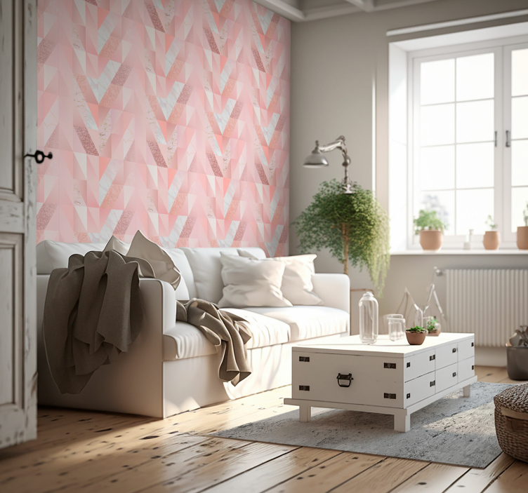 Beau papier peint en marbre rose - TenStickers