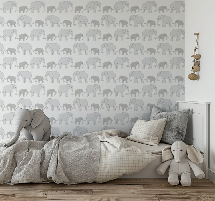 Papier peint chambre enfant éléphants minimalistes - TenStickers