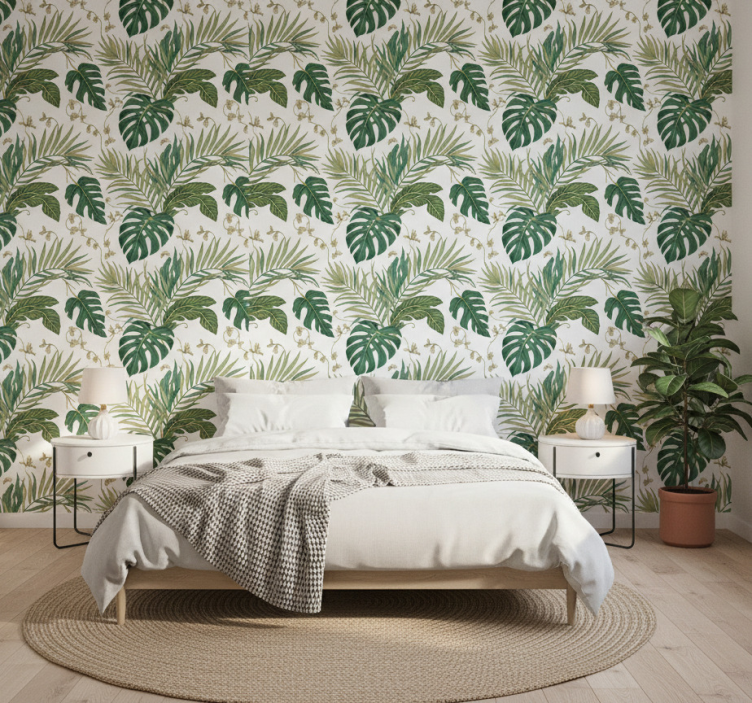 Papier peint feuillage feuilles de jungle luxueuses - TenStickers