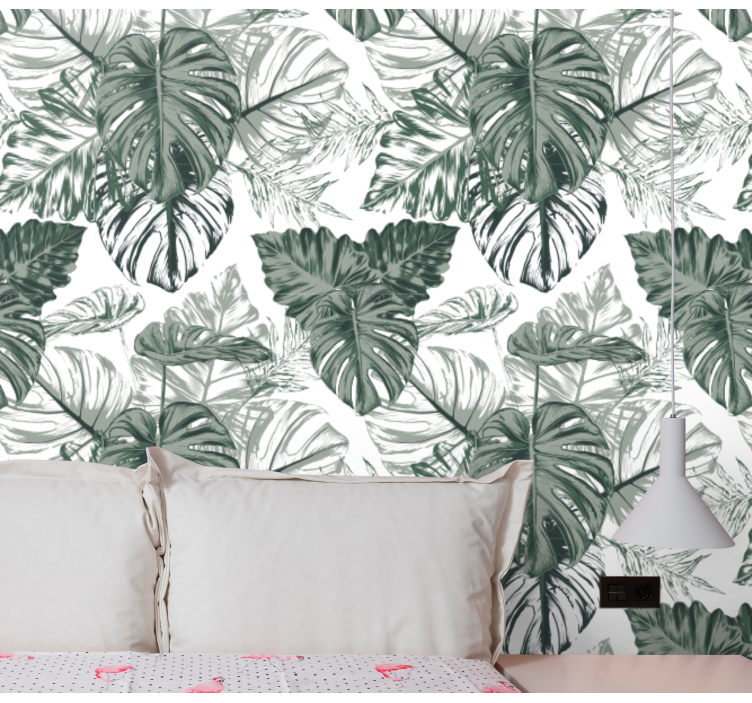 Papier peint feuillage foliage de monstera - TenStickers