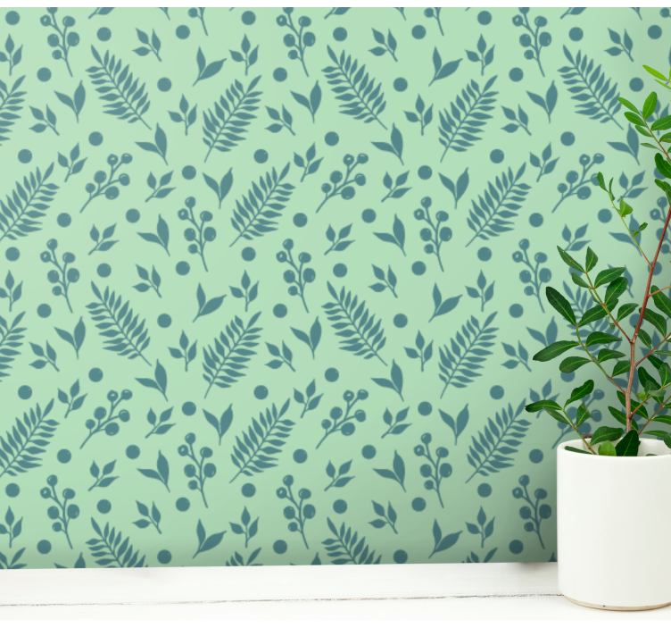 Papier peint feuillage inspiration motif vert - TenStickers