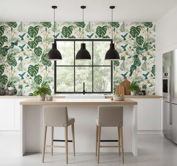 Papier peint feuillage jardin botanique émeraude - TenStickers