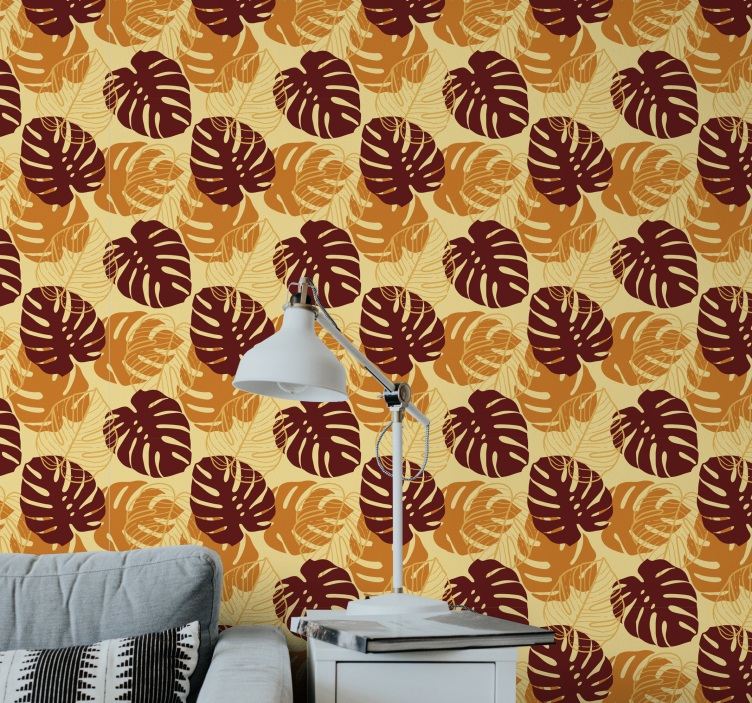 Papier peint feuillage motif de monstera tropical - TenStickers