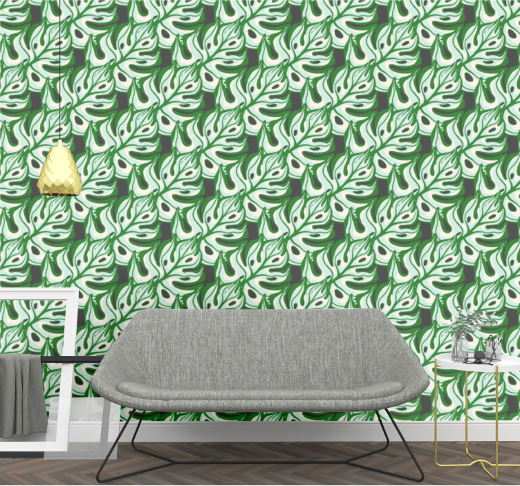 Papier peint feuillage motif vert feuillu - TenStickers