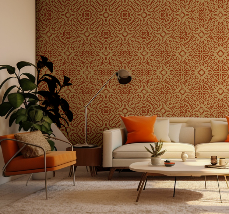 Papier peint fleuri éléments de mandala vintage - TenStickers