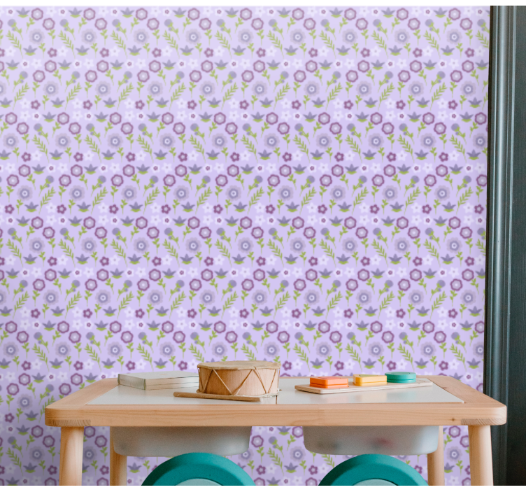 Papier peint fleur Fleurs violettes simples - TenStickers