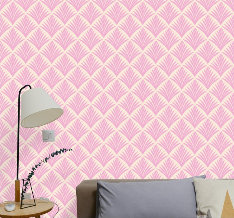 Papier peint rose feuilles ornementales - TenStickers
