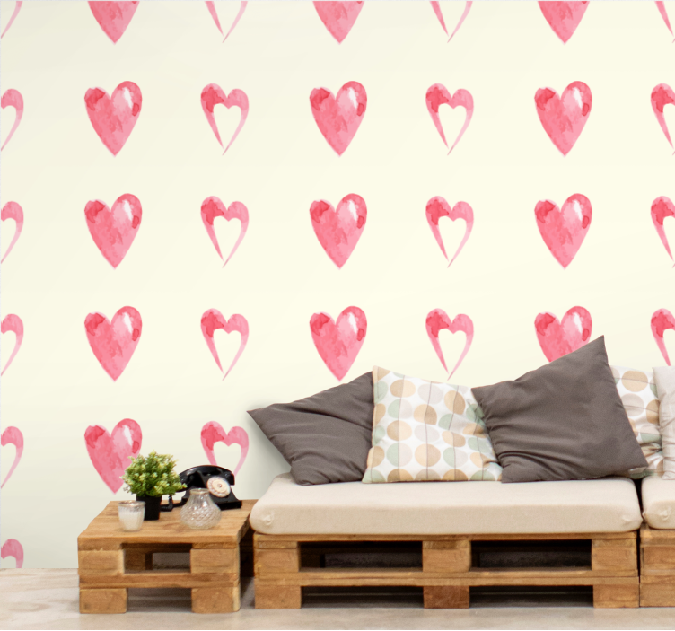 Papier peint chambre adulte motif de cœur - TenStickers