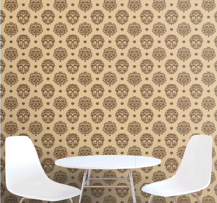 Papier peint fleuri motif beige ancien - TenStickers