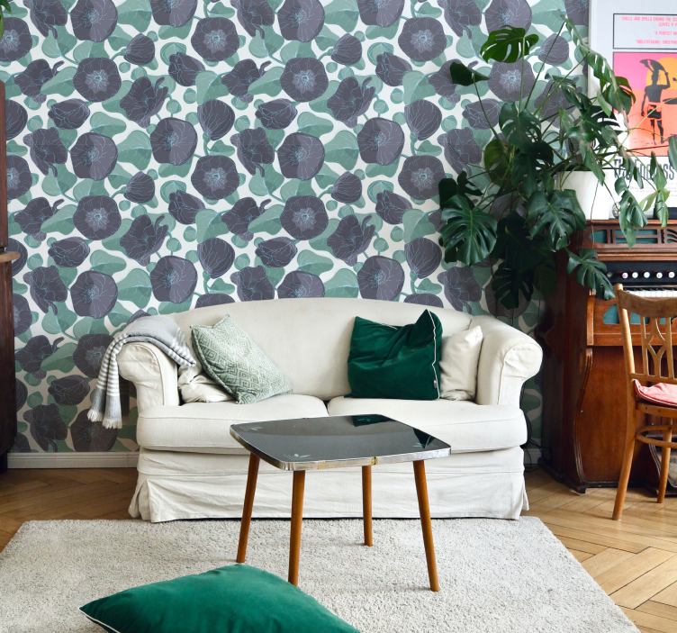 Papier peint fleurs mauves - TenStickers