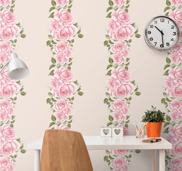 Papier peint floral accent à rayures florales - TenStickers