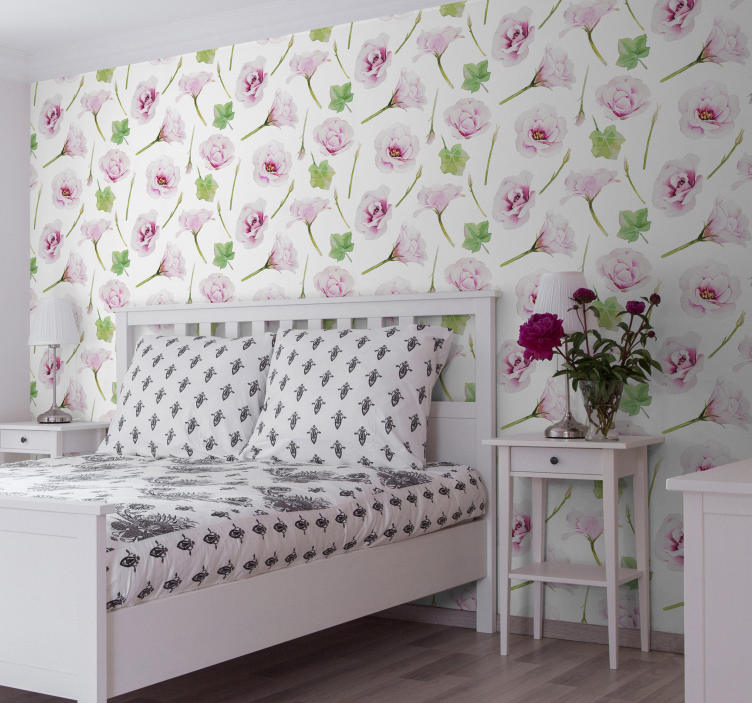 Papier peint floral ambiance chambre fleurie - TenStickers
