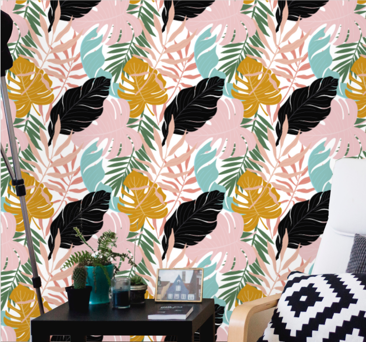 Papier peint feuillage assortiment de feuillages exotiques - TenStickers