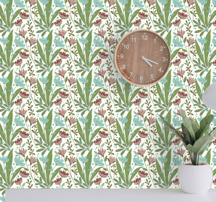 Papier peint floral composition florale et foliaire - TenStickers