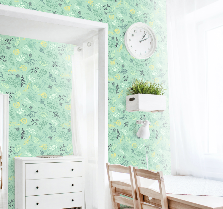 Papier peint floral conception de verdure florale - TenStickers