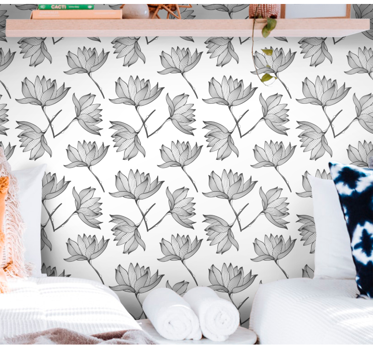 Papier peint floral croquis botaniques - TenStickers