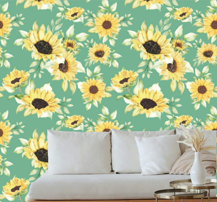 Papier peint floral fleurs de tournesol - TenStickers
