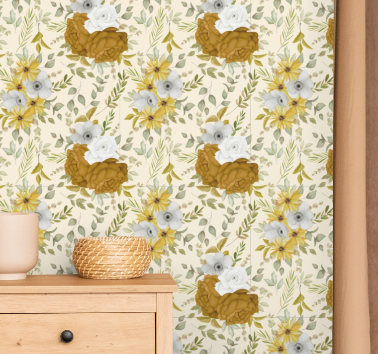 Papier peint floral floraisons de nidification - TenStickers