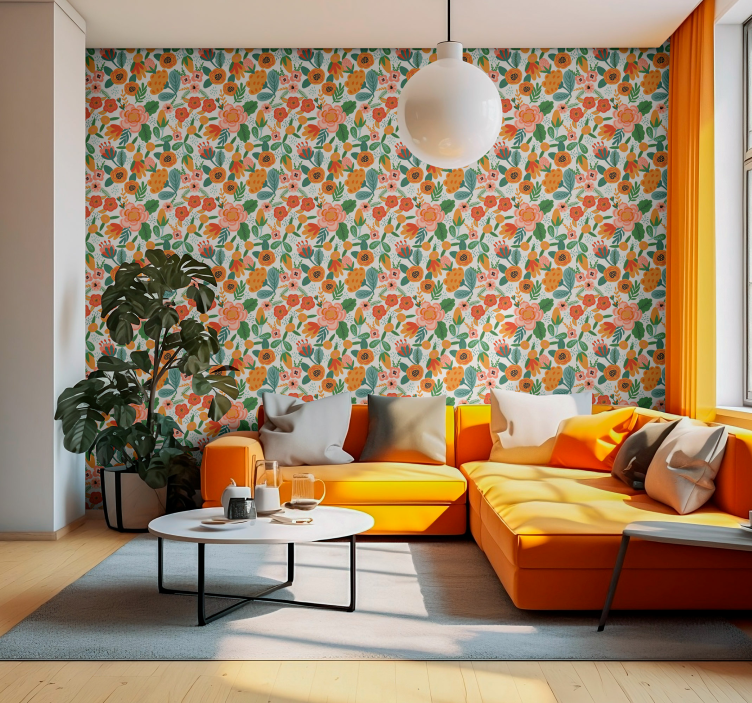 Papier peint floral illustration florale - TenStickers