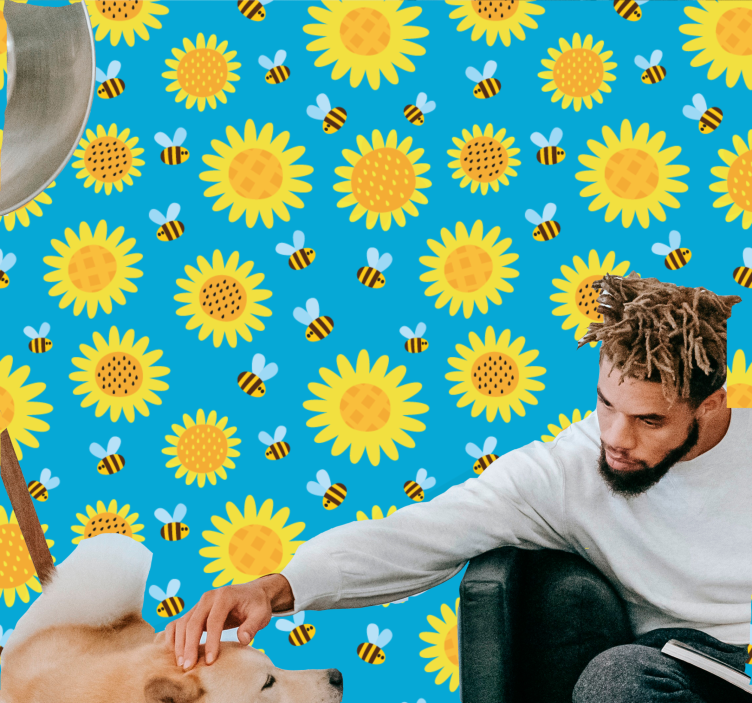 Papier peint floral illustration florale ensoleillée - TenStickers