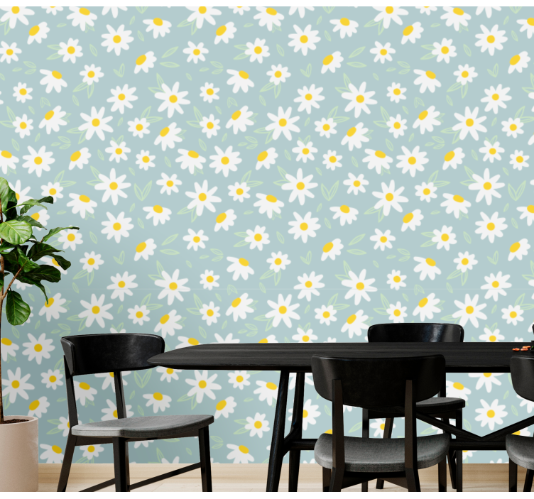 Papier peint floral motif de marguerites - TenStickers