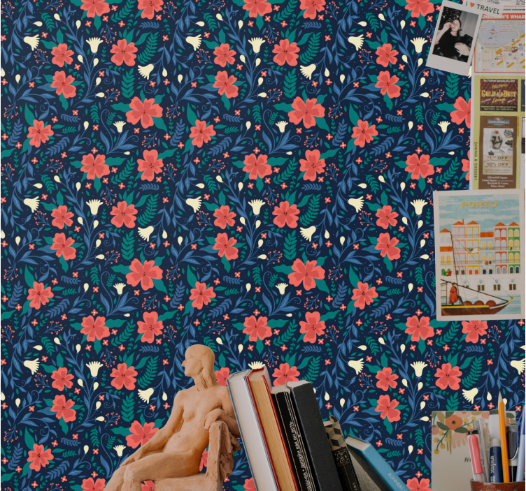 Papier peint floral motif floral botanique - TenStickers