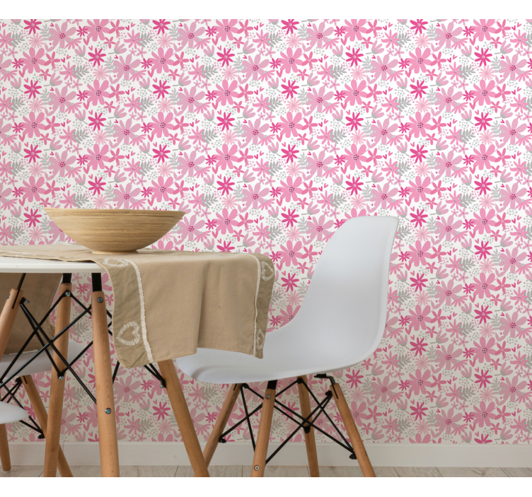 Papier peint floral motifs roses - TenStickers