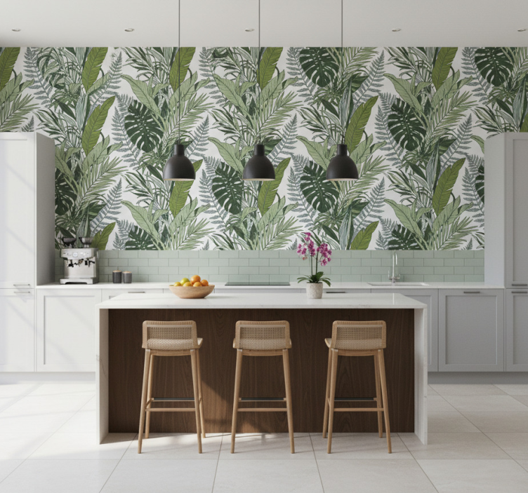 Papier peint floral symphonie de feuilles exotiques - TenStickers