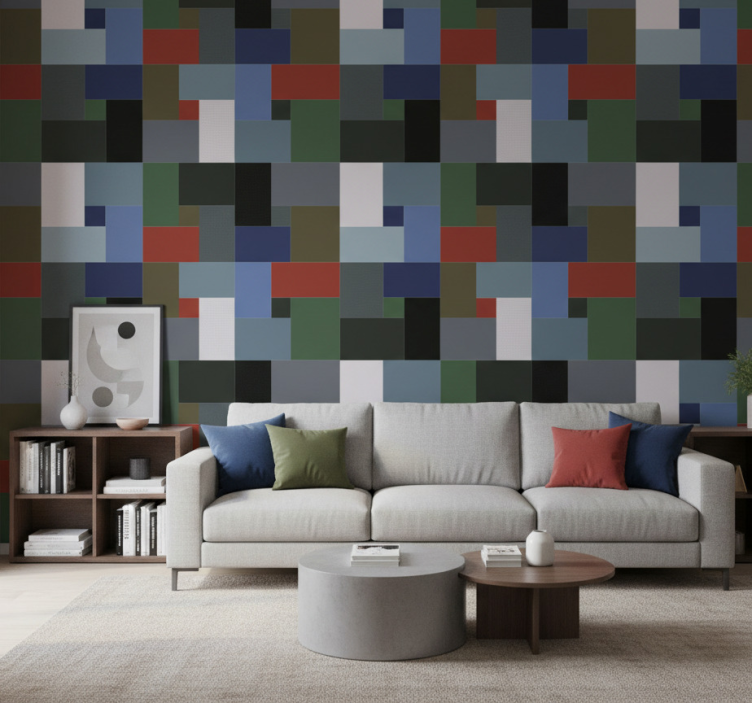 Papier peint formes géométriques blocs géométriques - TenStickers