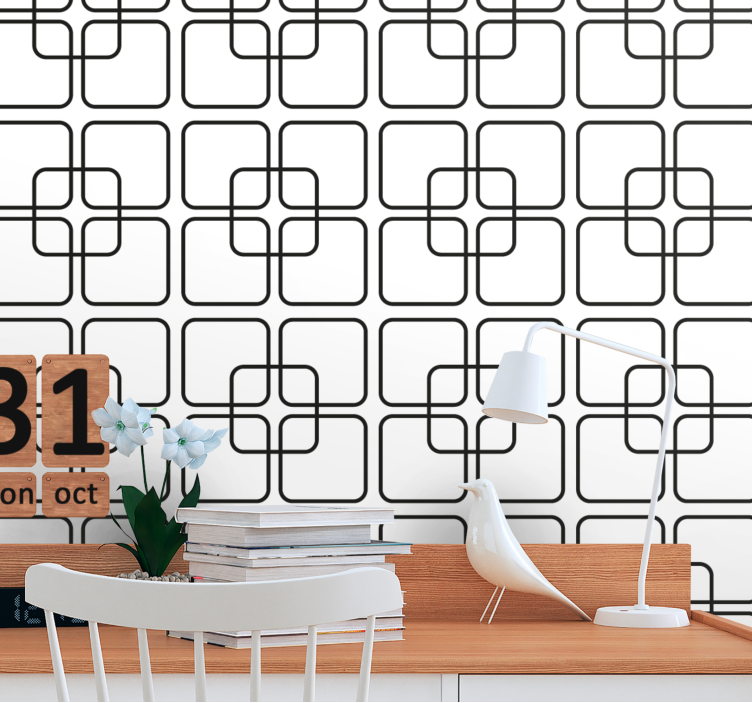Papier peint formes géometriques carrés imbriqués - TenStickers