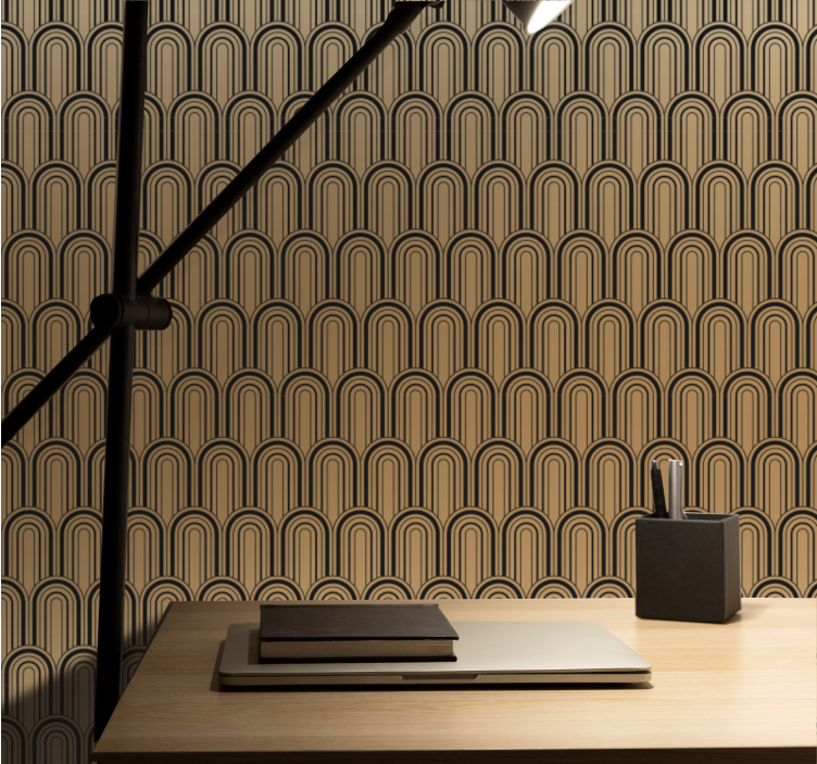 Papier peint formes géometriques motif d'arches marron - TenStickers