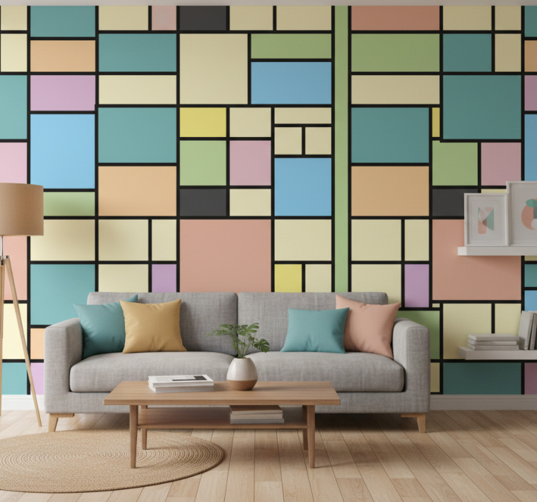 Papier peint formes géométriques géométrie vibrante - TenStickers