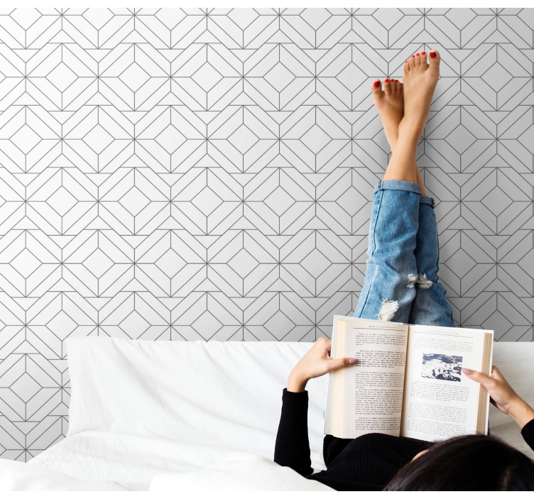 Papier peint formes géometriques motif cubique - TenStickers