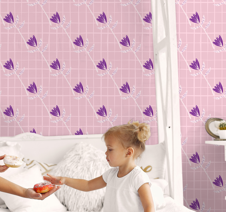 Papier peint formes géometriques motif floral géométrique - TenStickers