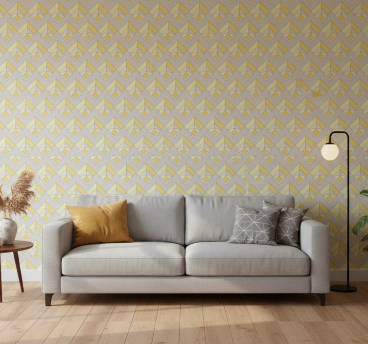 Papier peint formes géométriques motif jaune et gris - TenStickers
