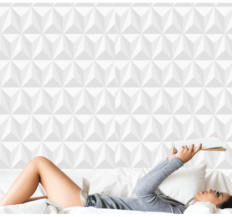 Papier peint blanc mur géométrique - TenStickers