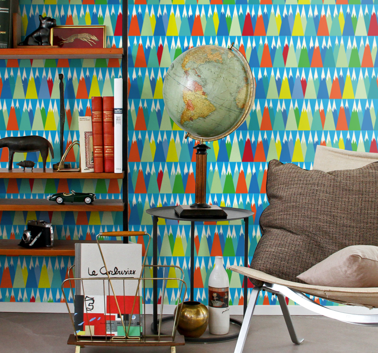 Papier peint formes géométriques paysage montagneux - TenStickers