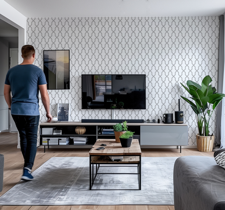 Papier peint géométrique harmonie des gris - TenStickers