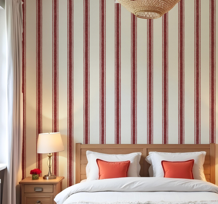 Papier peint géométrique lignes verticales rouges - TenStickers