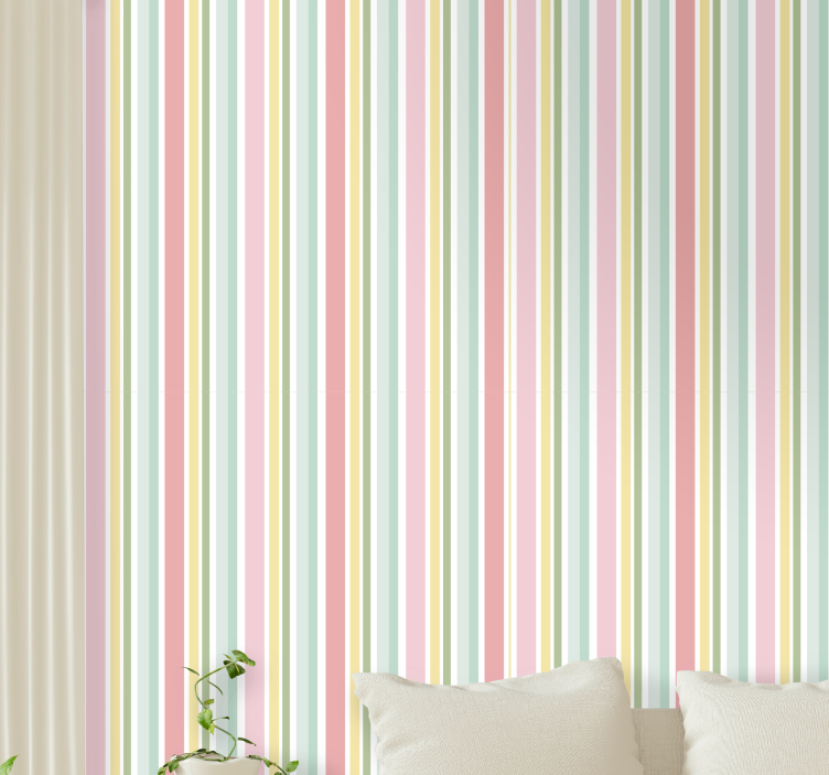 Papier peint lignes verticales harmonie de rayures pastel - TenStickers